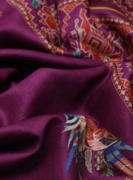 Purple Tussar Silk Saree
