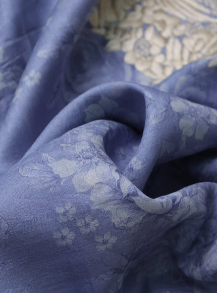Pastel Blue Tussar Silk Saree