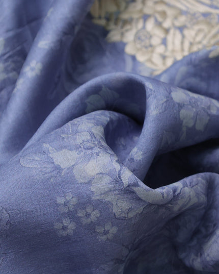 Pastel Blue Tussar Silk Saree