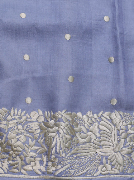 Pastel Blue Tussar Silk Saree