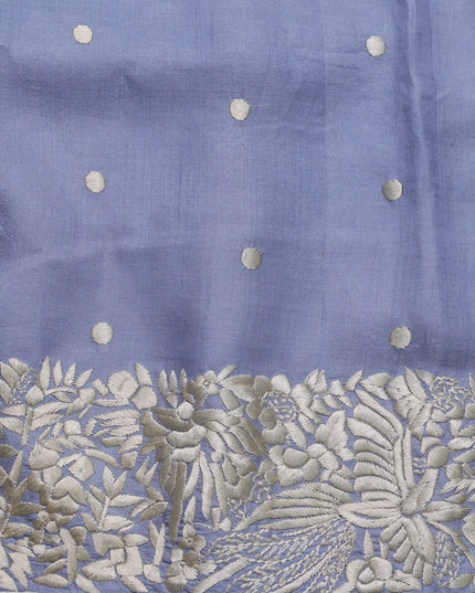 Pastel Blue Tussar Silk Saree