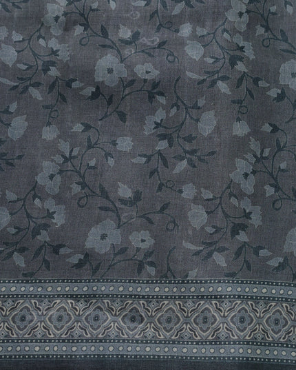 Grey Tussar Silk Saree