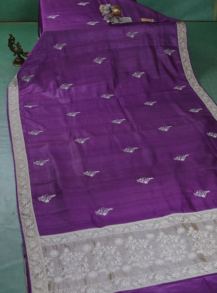 Purple Tussar Silk Saree