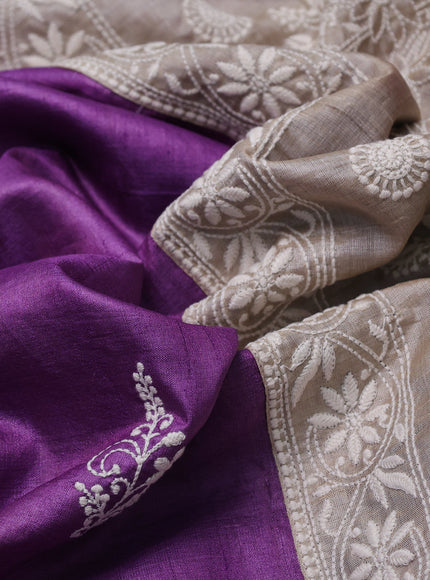 Purple Tussar Silk Saree