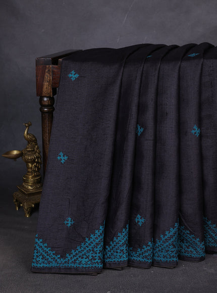 Black Tussar Silk Saree