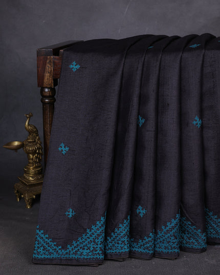 Black Tussar Silk Saree