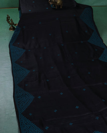Black Tussar Silk Saree
