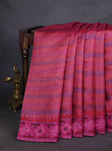 Rust-Purple Tussar Silk Saree