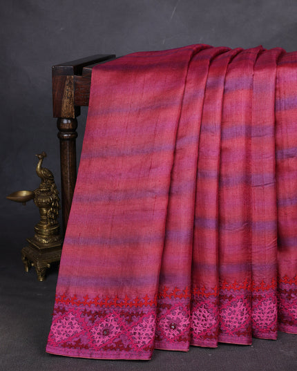 Rust-Purple Tussar Silk Saree