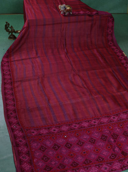 Rust-Purple Tussar Silk Saree