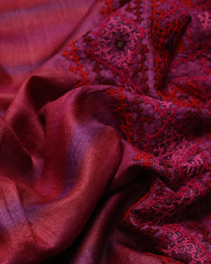 Rust-Purple Tussar Silk Saree