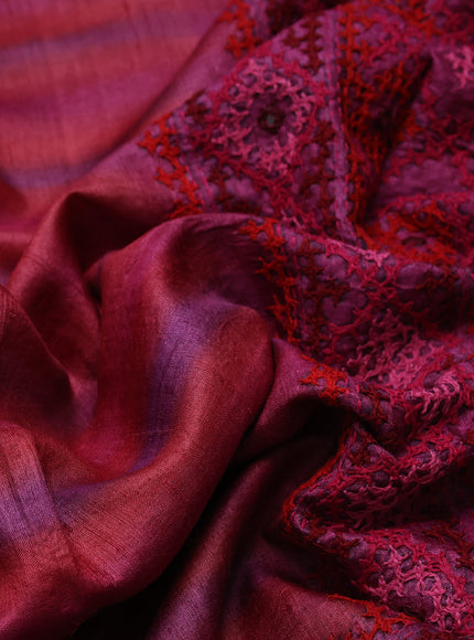 Rust-Purple Tussar Silk Saree