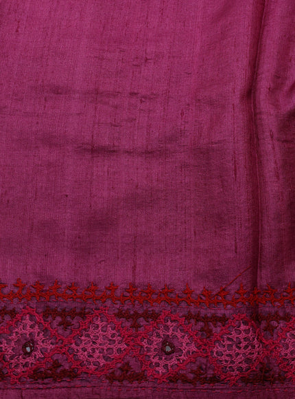 Rust-Purple Tussar Silk Saree