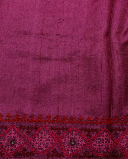 Rust-Purple Tussar Silk Saree