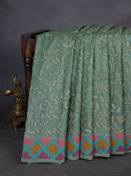 Pastel Green Tussar Silk Saree