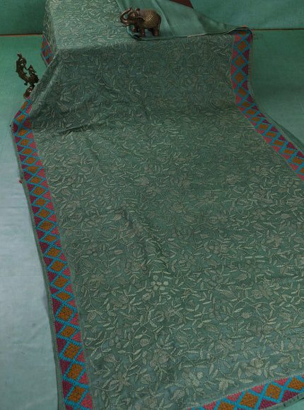 Pastel Green Tussar Silk Saree