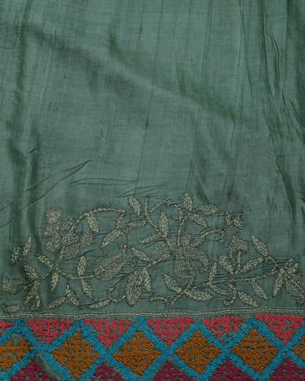Pastel Green Tussar Silk Saree