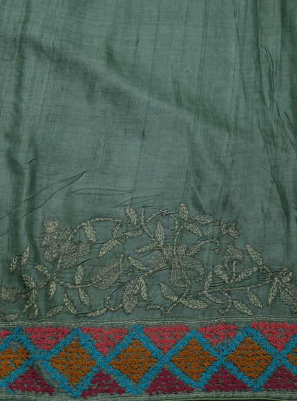 Pastel Green Tussar Silk Saree