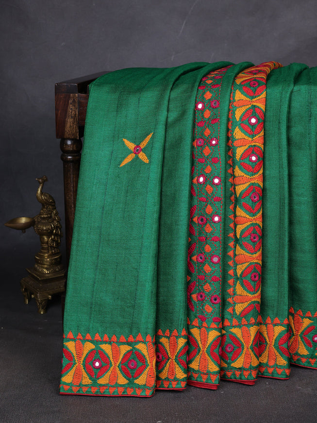 Green Tussar Silk Saree