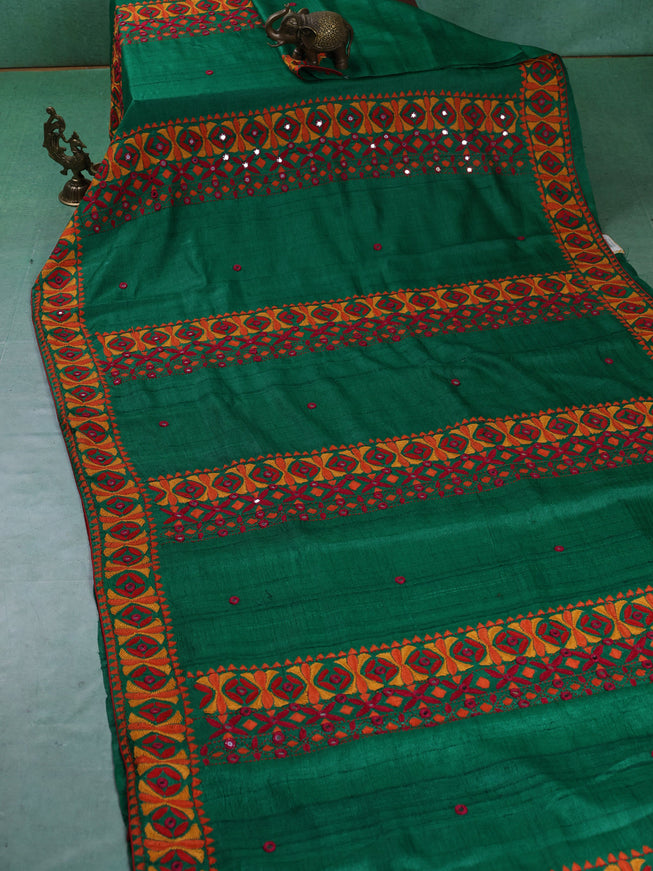 Green Tussar Silk Saree
