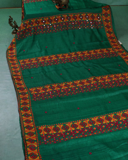 Green Tussar Silk Saree