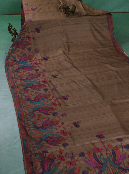 Brown Tussar Silk Saree