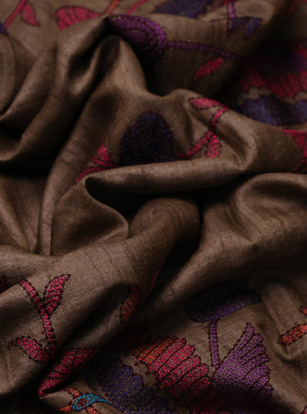 Brown Tussar Silk Saree