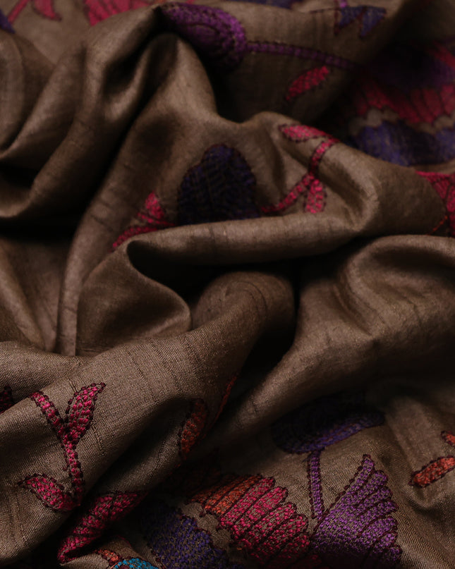 Brown Tussar Silk Saree