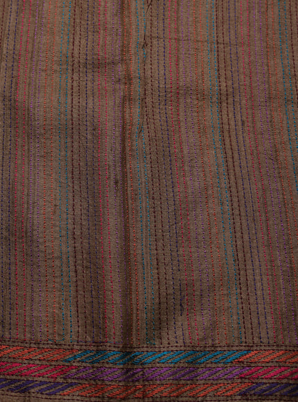 Brown Tussar Silk Saree