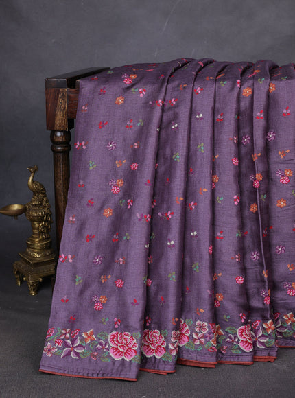 Purple Tussar Silk Saree