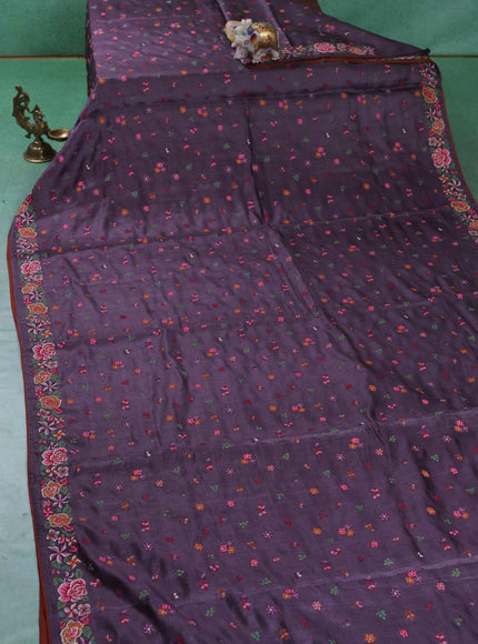 Purple Tussar Silk Saree