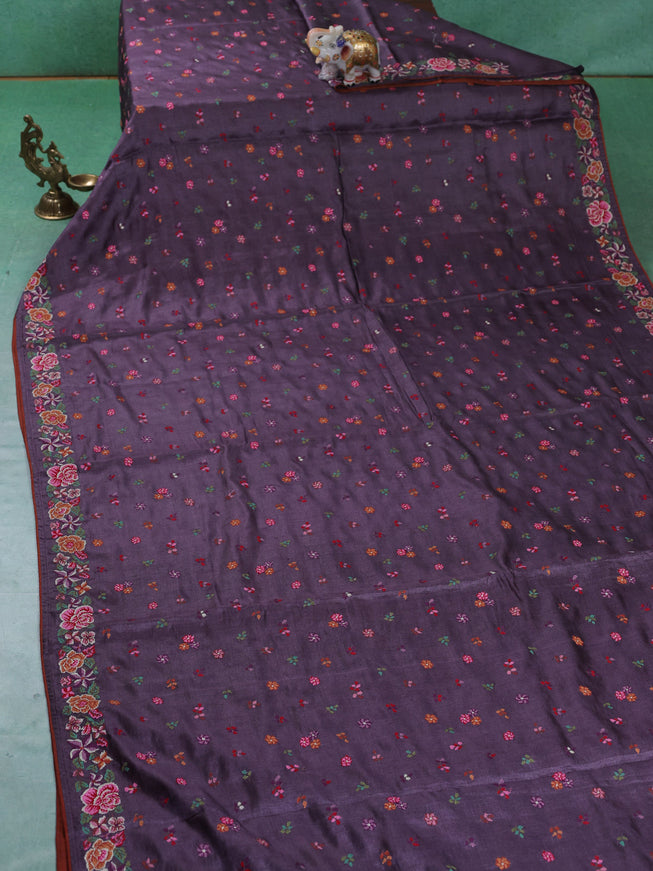 Purple Tussar Silk Saree