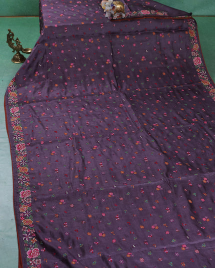 Purple Tussar Silk Saree