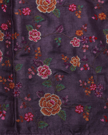 Purple Tussar Silk Saree