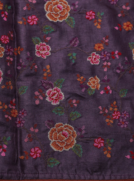 Purple Tussar Silk Saree