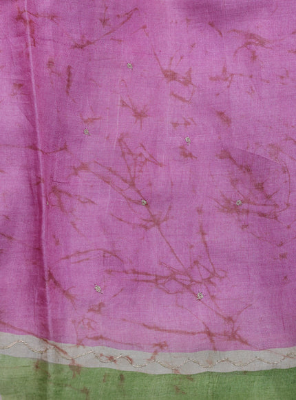 Pink-Sky Blue Tussar Silk Saree
