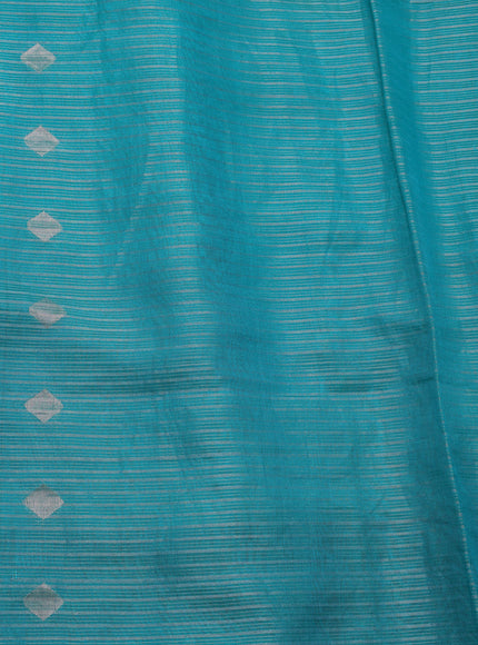 Teal Blue-Dark Blue Tussar Silk Saree