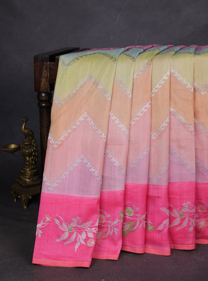 Peach-Pink Banarasi Tussar Silk Saree