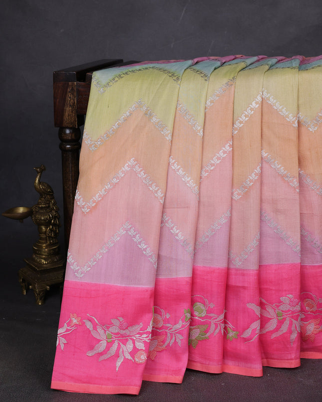 Peach-Pink Banarasi Tussar Silk Saree