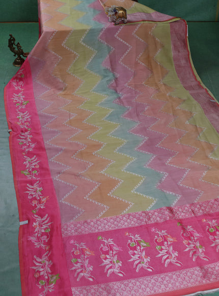 Peach-Pink Banarasi Tussar Silk Saree
