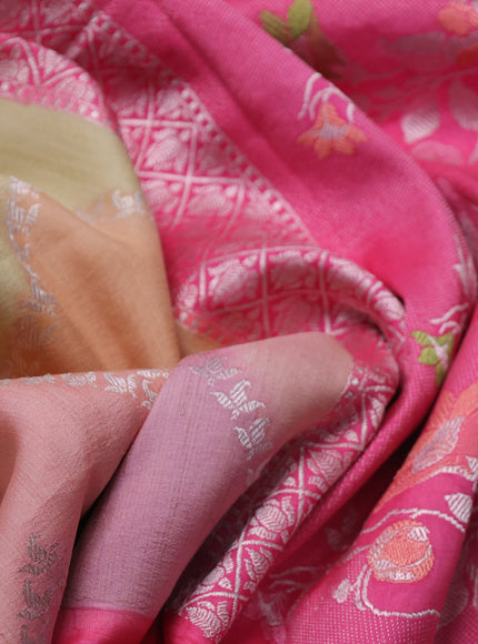 Peach-Pink Banarasi Tussar Silk Saree
