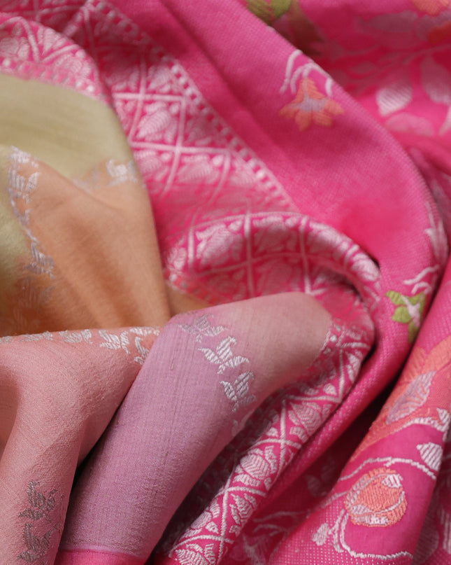 Peach-Pink Banarasi Tussar Silk Saree