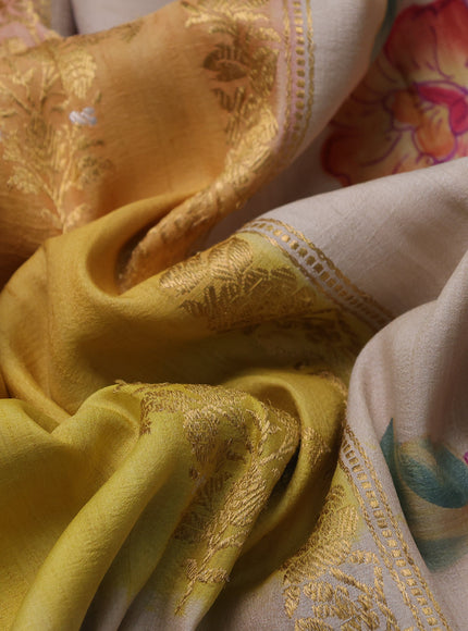 Yellow Banarasi Tussar Silk Saree