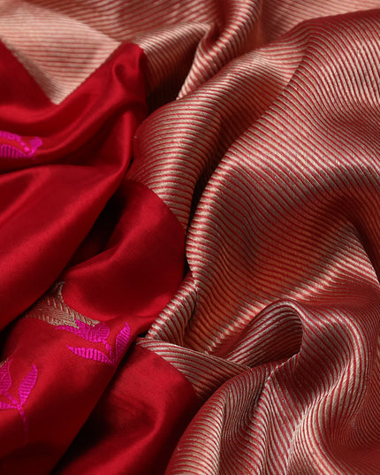 Red Banarasi Chanderi Silk Saree