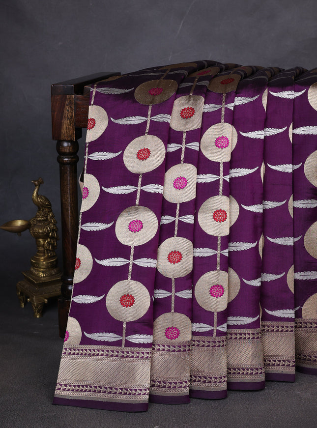 Purple Banarasi Chanderi Silk Saree