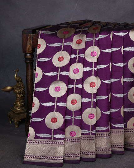 Purple Banarasi Chanderi Silk Saree