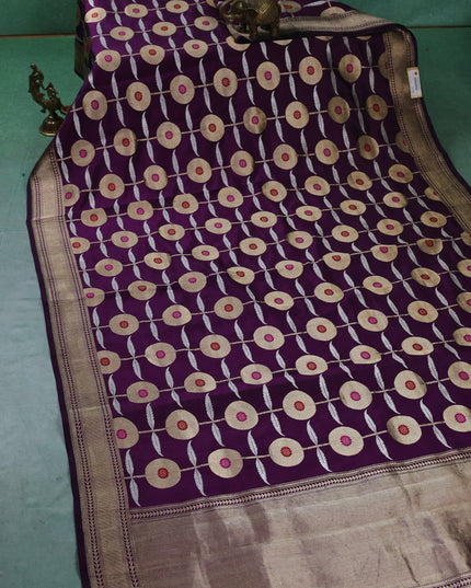 Purple Banarasi Chanderi Silk Saree