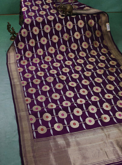 Purple Banarasi Chanderi Silk Saree