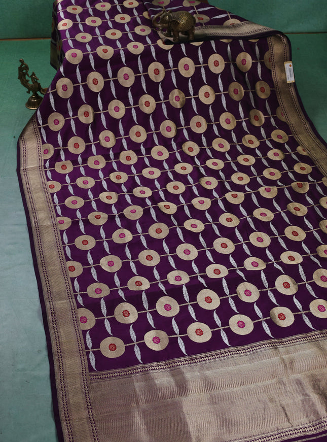 Purple Banarasi Chanderi Silk Saree