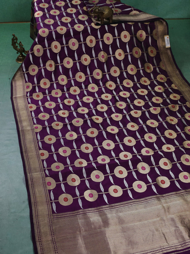 Purple Banarasi Chanderi Silk Saree